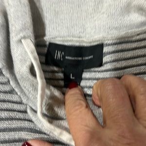 INC International Concepts Sweater Mens Large Gray Shawl Collared zipper accent